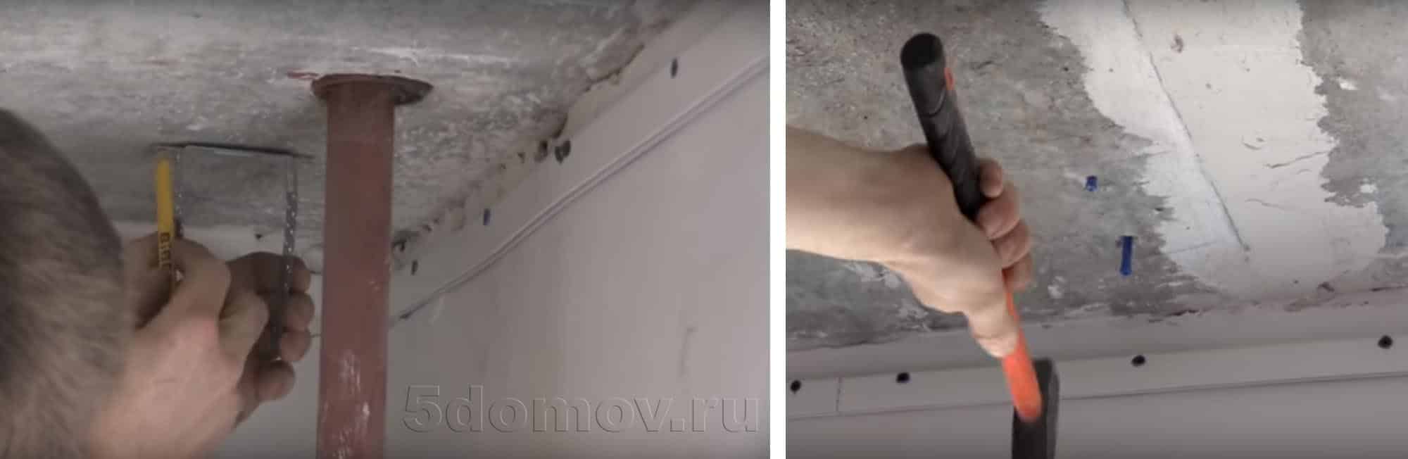 Как шпаклевать потолок под закладную для штор