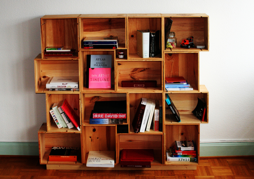 Create modular shelving using crates