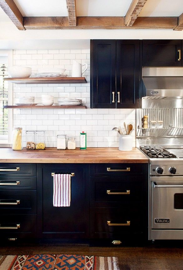 Black with brass accents for kitchen