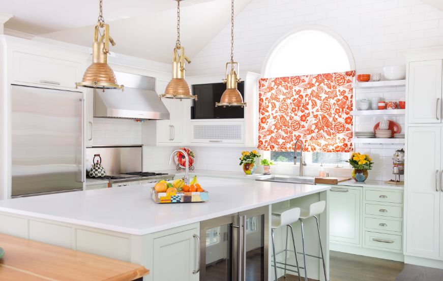 Colorful floral kitchen curtain