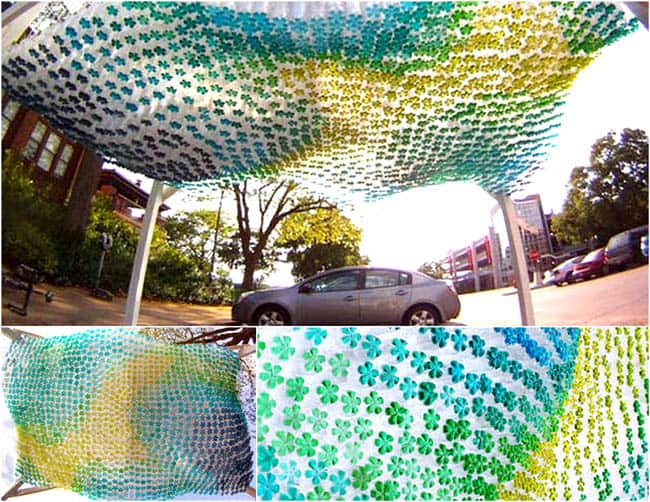 Coloured pop bottle canopy