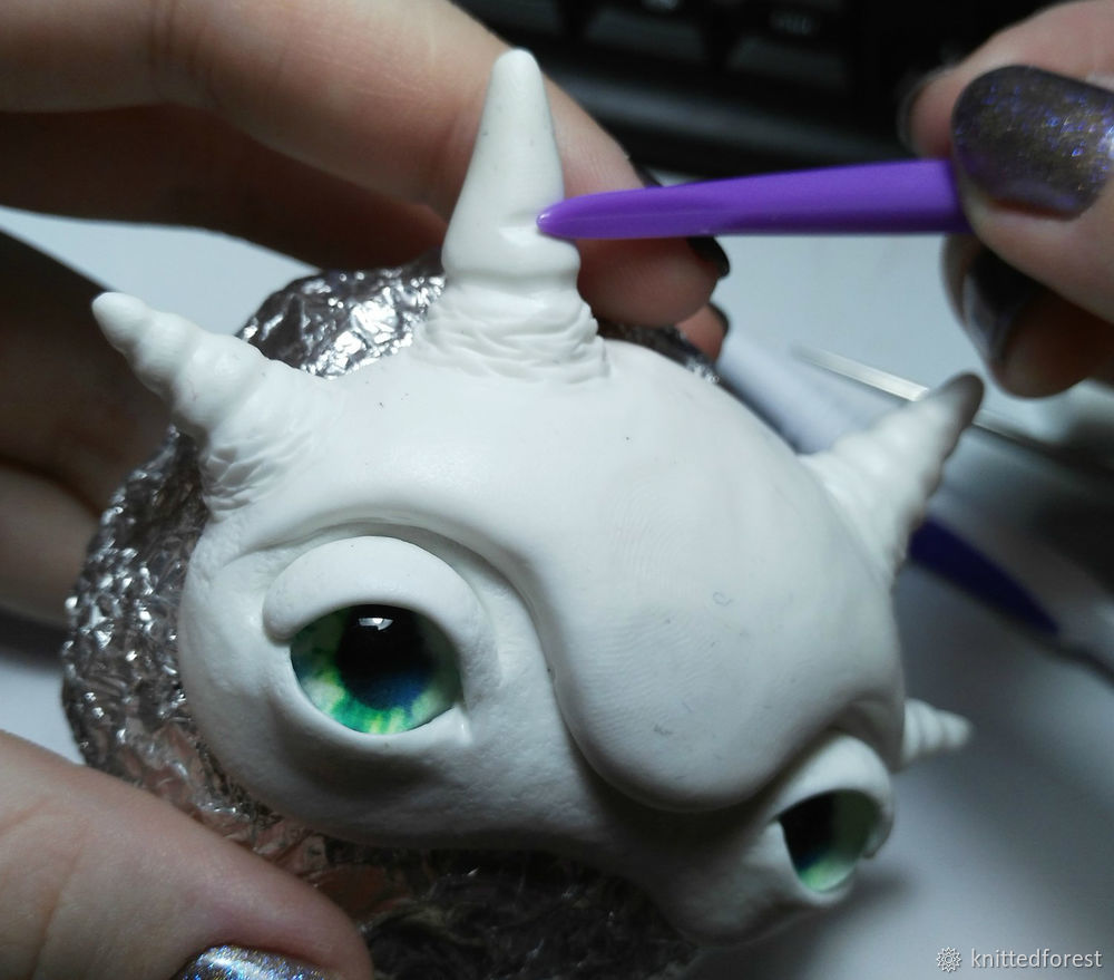 Процесс создания авторской игрушки из полимерной глины. Часть 1. Лепка мордочки, фото № 29