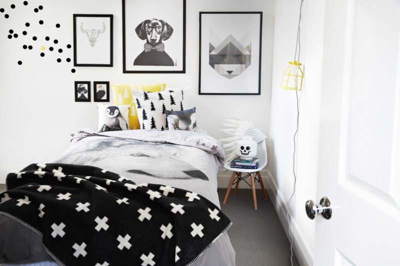 черно белая спальня интерьер фото
