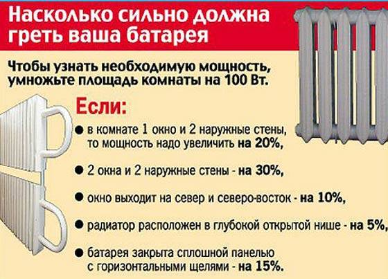 Рассчитать количество радиаторов отопления