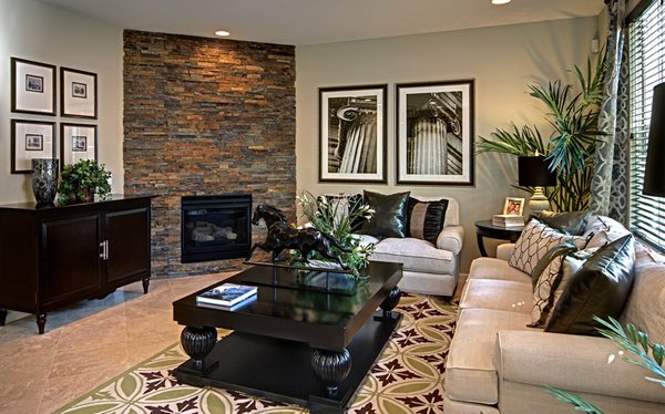 stone fireplace