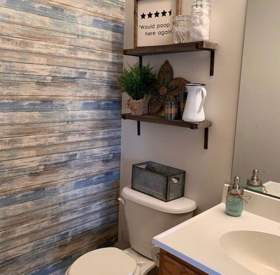 Ванная комната деревянная стена