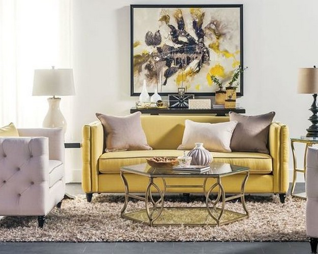 желтый диван в интерьере