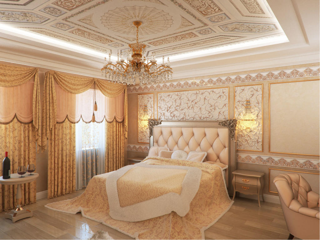 В самых красивых спальнях обычно используют балдахины, римские и японские шторы