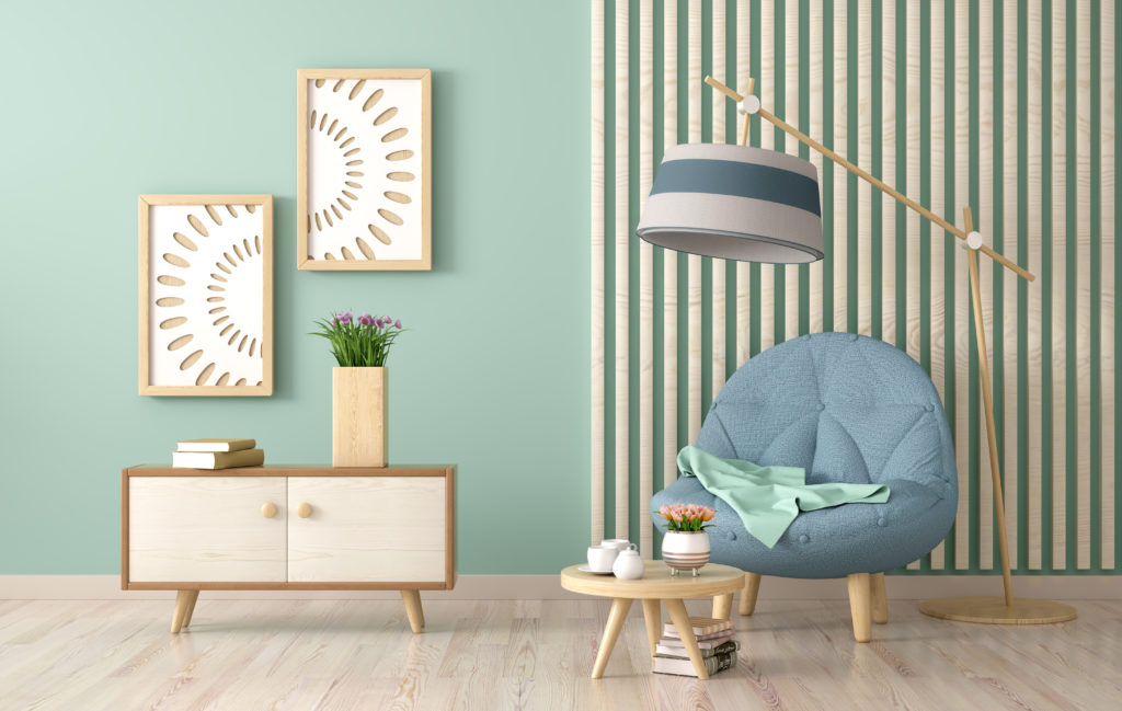 Mint green modern living room