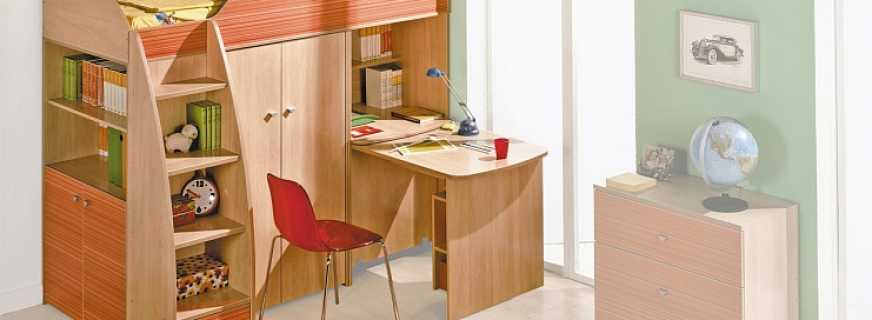 Конструктивные особенности кроватей чердаков со столом и шкафом, расположение элементов