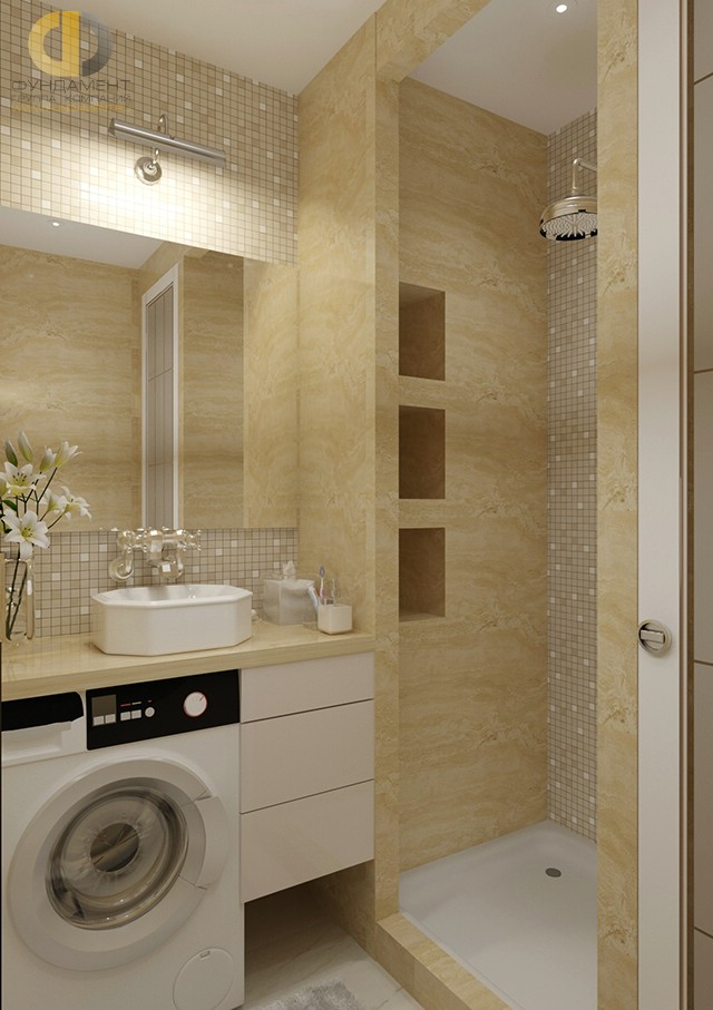 Ванная комната в интерьере 3-комнатной квартиры в стиле арт-деко