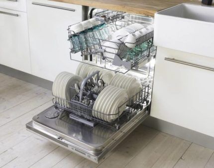 Загрузка посудомоечной машины Электролюкс