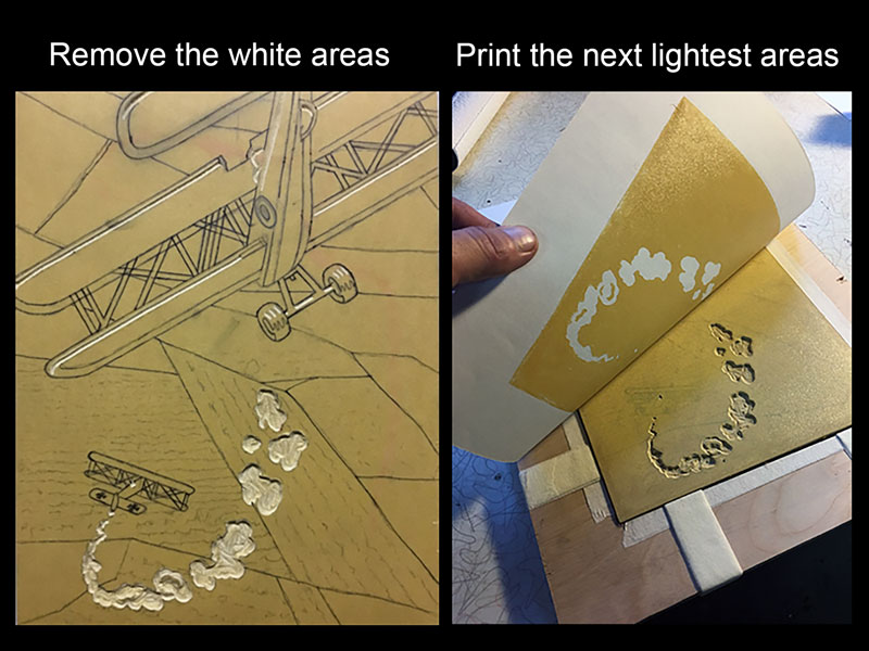 Printing lightest color - reduction printmaking