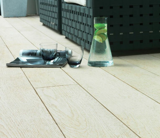 Composite Decking example of Limed Oak with several composite decking colours available