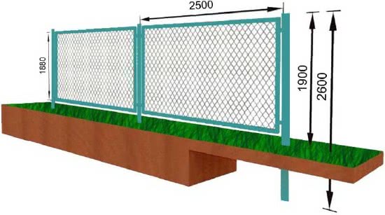 Схема размеров забор из рабицы